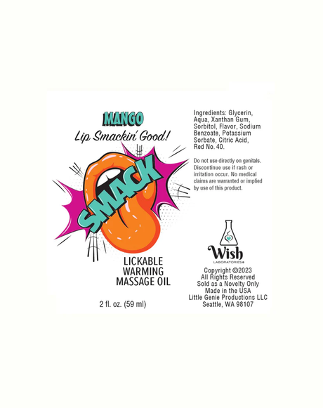 Little Genie Smack Mango Lickable Warming Massage Oil 2oz - LG-BT411