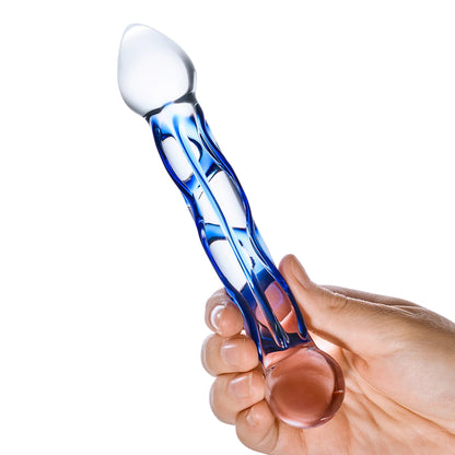 6.5 Inch Full Tip Textured Glass Dildo by Electric Novelties