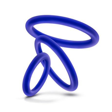Blush Performance Pure Silicone Cock Ring Set — 3 Sizes, Indigo - BL-370812
