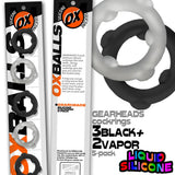 Oxballs Gearheads Cock Rings 5-Pack Black/Vapor - OX-3203-VPBK