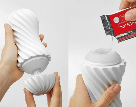 Tenga FLEX Reusable Spiral Sleeve — Silky White - TN471