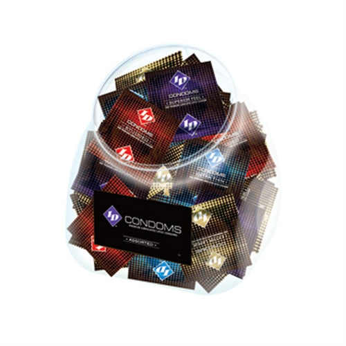 I.D. Lubricants Assorted Lubricated Condoms — 144 Piece Jar - ID-WAS-JAD