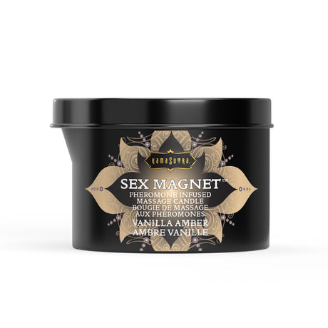Kama Sutra Sex Magnet Massage Candle — Vanilla Amber, 6 oz (with pour spout) - KS-12070
