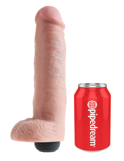 King Cock 10 Inch Squirting Cock With Balls - Light by Pipedream