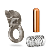 Stay Hard Vibrating Cock Ring Set With Sleeve Textured Sheath
