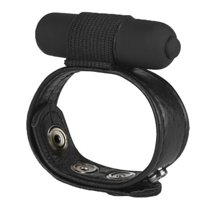The Macho Collection Snap-on Vibro Cock and Ball Strap - Black by Nasstoys
