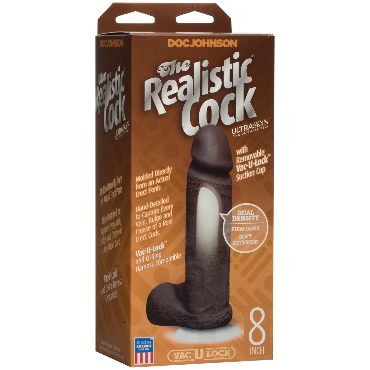 The Realistic Cock Ultraskyn 8 Inch - Black by Doc Johnson