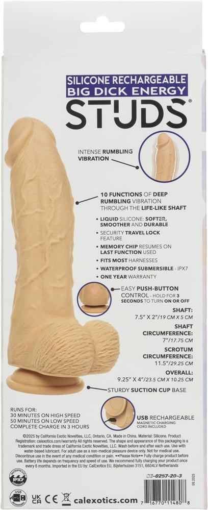 CalExotics Big Dick Energy Studs — Rechargeable Silicone, Ivory - SE0257203