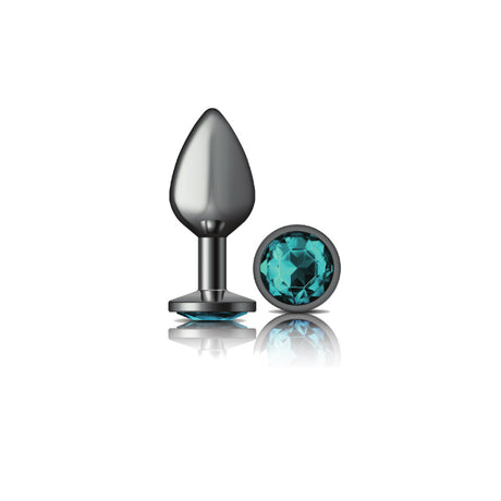 Viben Cheeky Charms Medium Gunmetal Anal Plug with Teal Gem - VB-CC9121