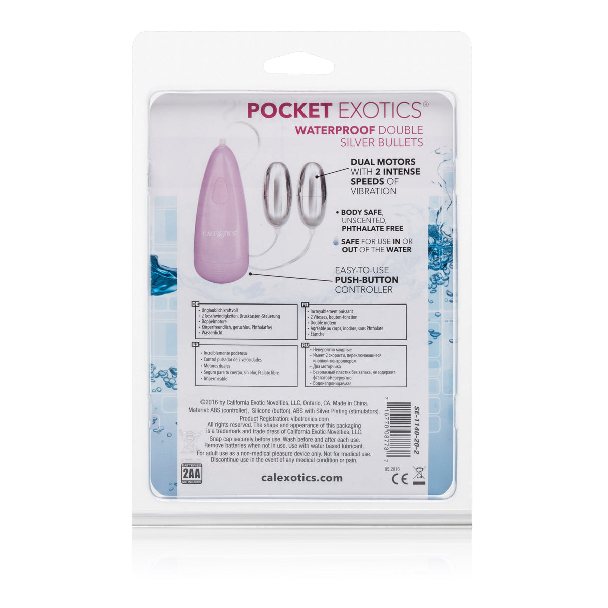 CalExotics Pocket Exotics Double Silver Bullets — Waterproof, Pink - SE1140202