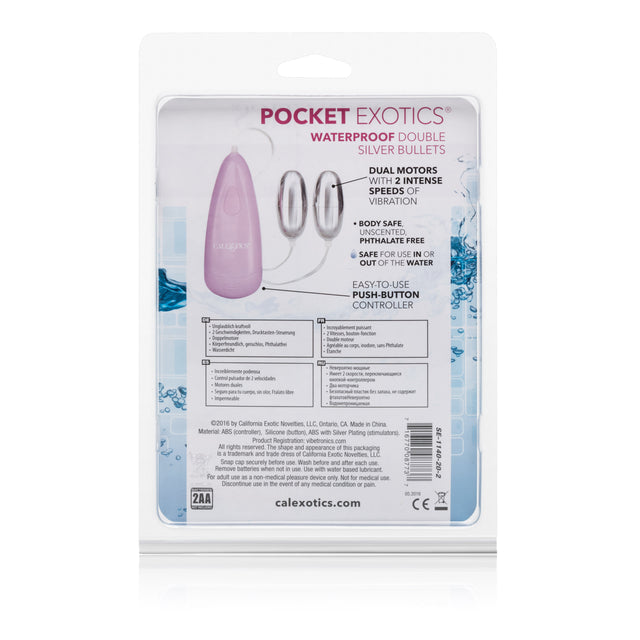CalExotics Pocket Exotics Double Silver Bullets — Waterproof, Pink - SE1140202