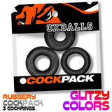 OXBALLS Cockpack 3-Pack Cock Rings — Black Mica - OX-3210-BKM