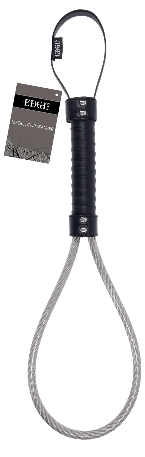 Sportsheets Edge Metal Loop Spanker — Vinyl-Coated Steel Loop, Black - SP0603