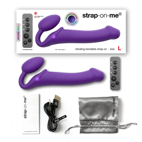 STRAP-ON-ME Vibrating Bendable Strap-On L — Purple - SM3939