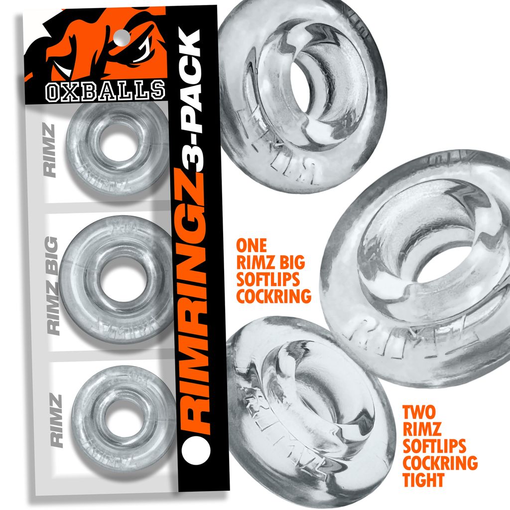 OXBALLS Rimringz Multi-Size Cockring 3-Pack — Clear - OX-3206-CLR