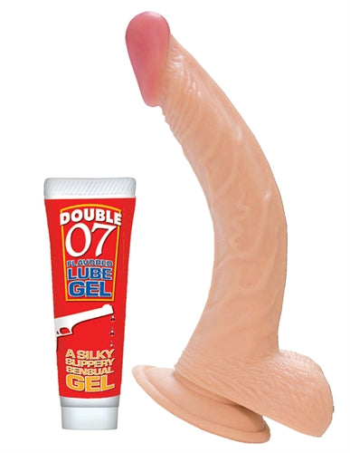 "All American Whoppers 8-Inch Curved Dong With  Balls and Lube - Flesh NW2455"
