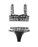 Fantasy Lingerie Not Your Bitch Lace Bra & Cutout Panty Set S/M Black - FL-BAF901-SM