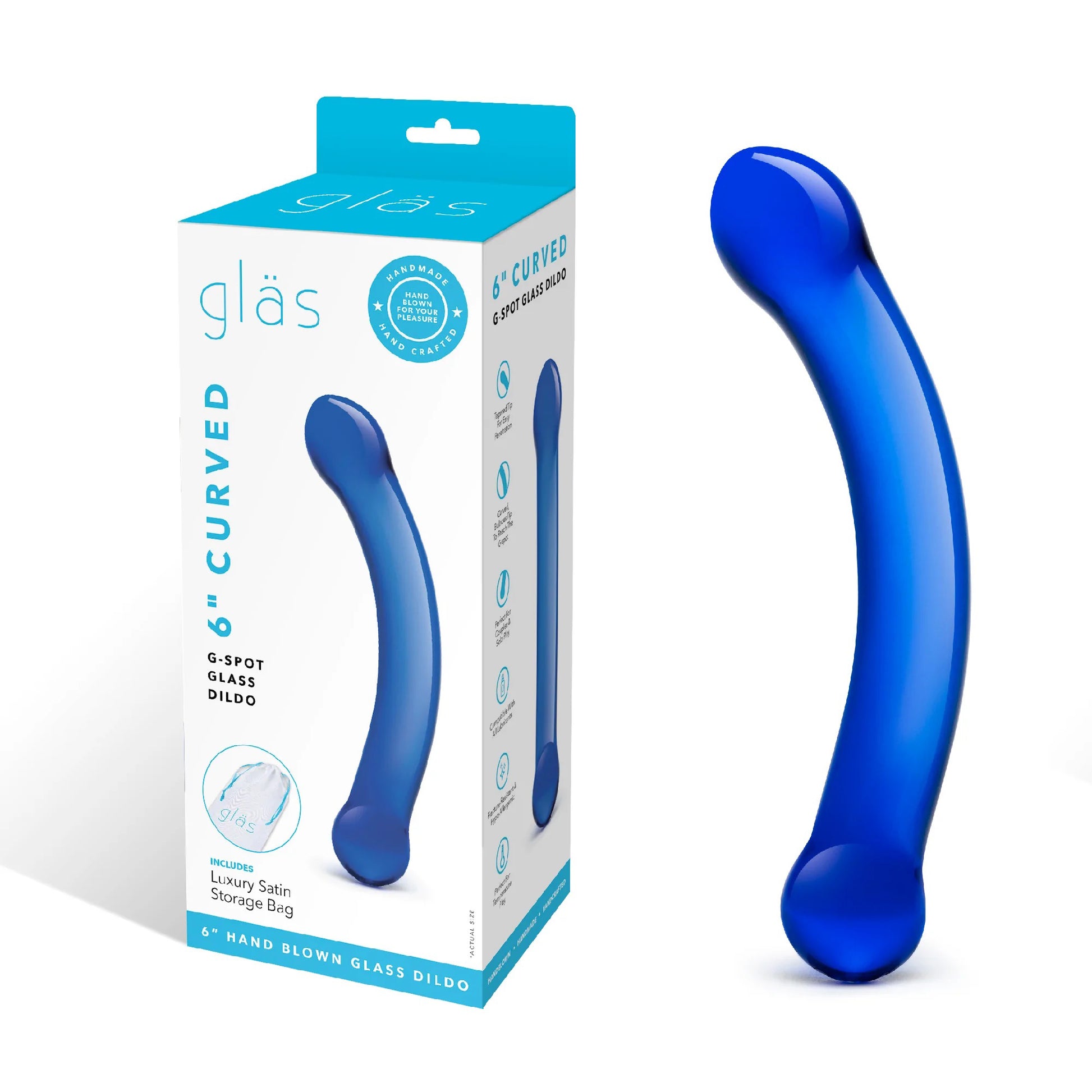 6 Inch Curved G-Spot Blue Glass Dildo by Last Lixxx