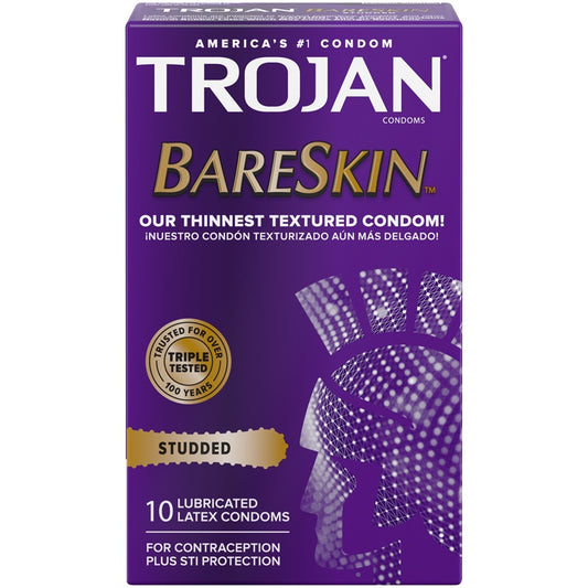 Paradise Marketing Trojan Bareskin Studded Condoms — 10 Pack - PM22889