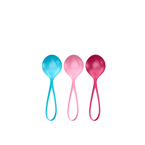 Satisfyer V Balls Pelvic Floor Training Set — 3 Strengthening Balls (Turquoise, Red, Pink) - SAT-BALLSC03S