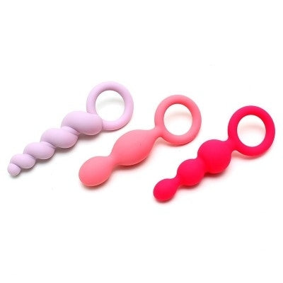Satisfyer Booty Call Anal Plug Set (3-Pack) — Pink, Purple, Red - SAT-PLUGSMULTI