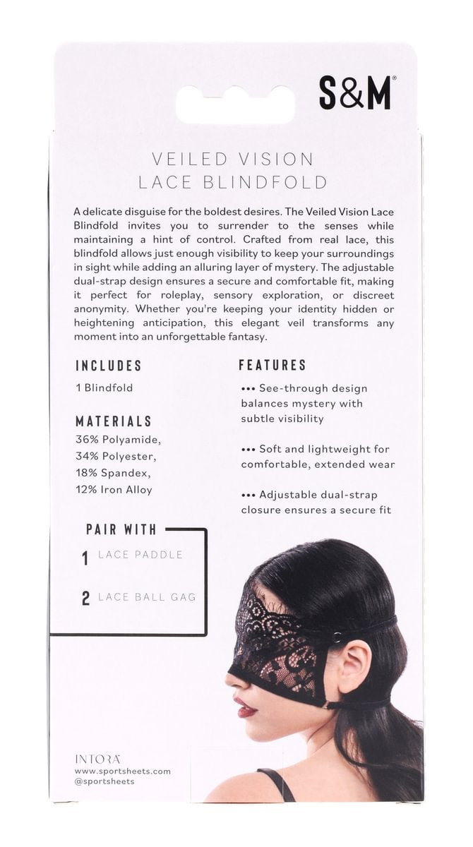 Sex & Mischief Veiled Vision Lace Blindfold — Black - SS10100