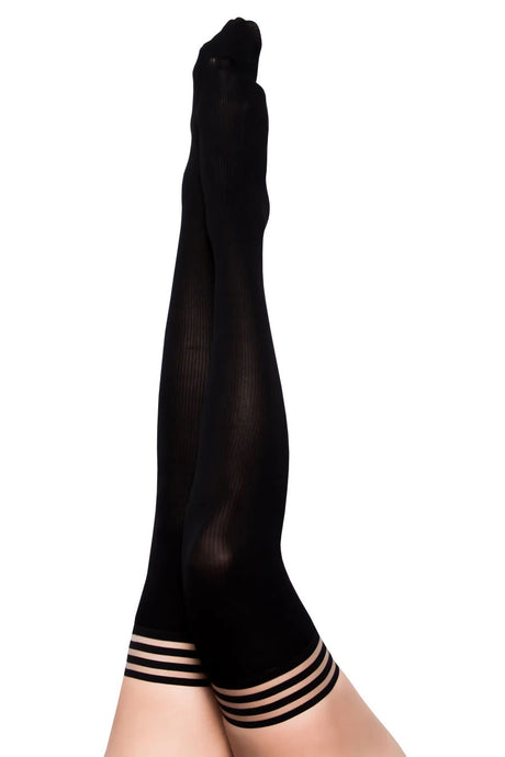 Kix'ies Dana Lynn Ribbed Thigh Highs — Size A, Black - KX-1303A-BLK-A