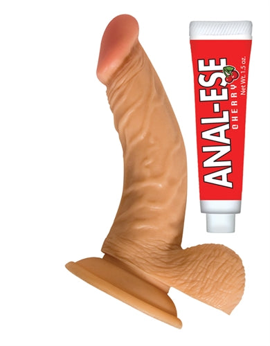 All American Whoppers 6.5-Inch Curved Dong With Balls Lube -Flesh by Nasstoys