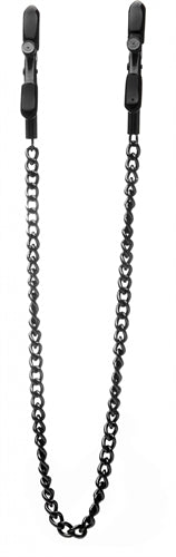 Shots Adjustable Nipple Clamps with Chain — Black - OU-OU077BLK