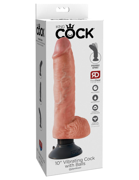 Pipedream King Cock 10-Inch Vibrating Dildo with Suction Base — Flesh - PD5410-21
