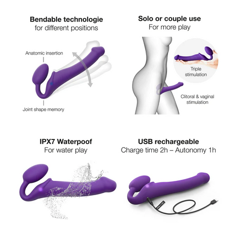 STRAP-ON-ME Vibrating Bendable Strap-On L — Purple - SM3939
