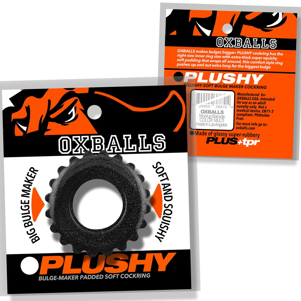 OXBALLS Plushy Single Ring Cock Ring — Black Mica - OX-3207-BKM