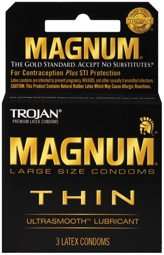 Paradise Marketing Trojan Magnum Thin Condoms — Large Size, 3 Pack - TJ64603