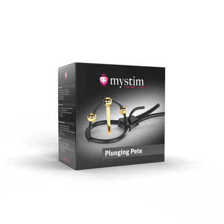 Mystim Plunging Pete — E‑Stim Corona Straps with 24‑Carat Gold Urethral Sound - MY5874