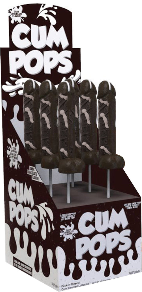Hott Products Dark Chocolate Penis Lollipops, 6-Piece Display - HTP3234-D