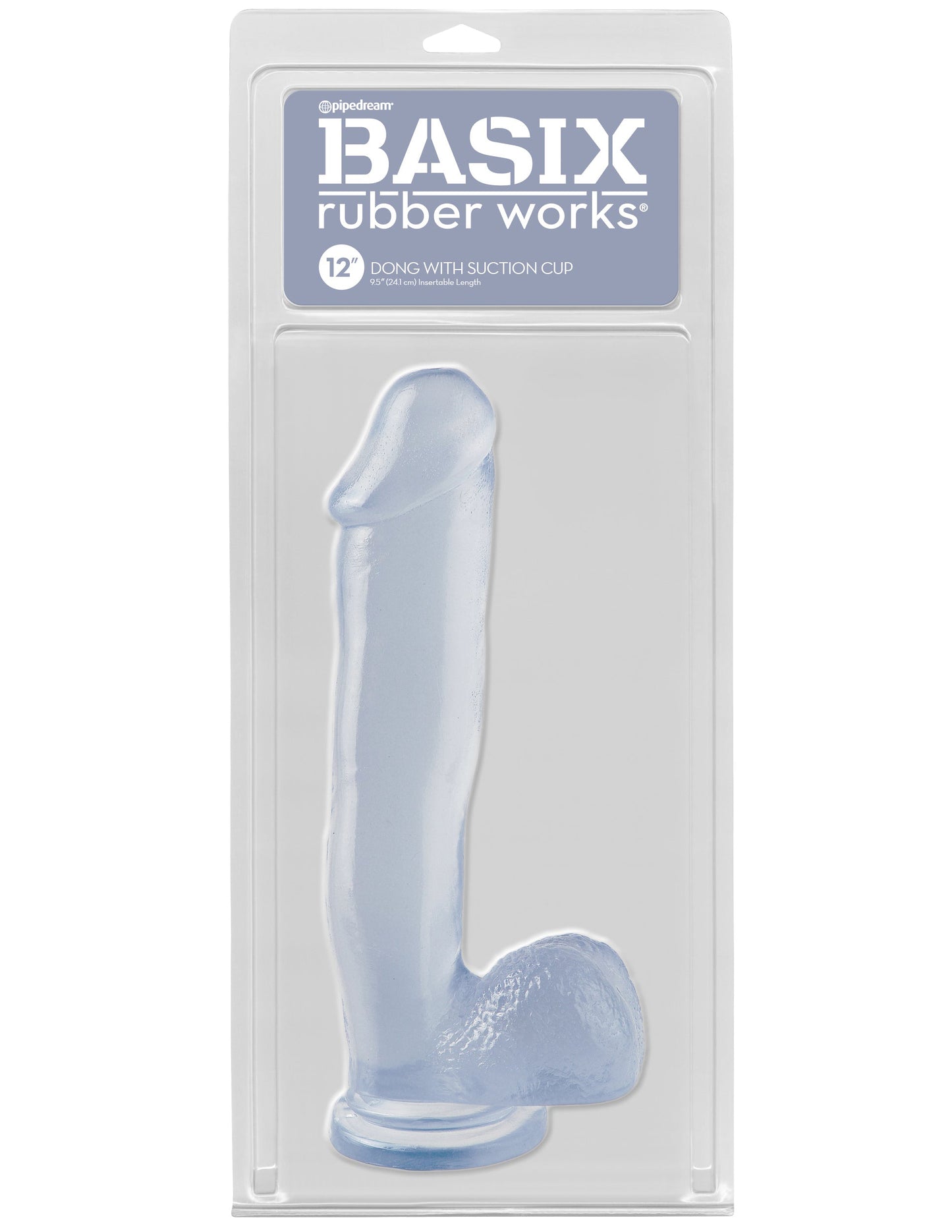 Basix Rubber Works 12 Inch Dong With Suction Cup - Clear by Pipedream