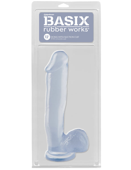 Basix Rubber Works 12 Inch Dong With Suction Cup - Clear by Pipedream