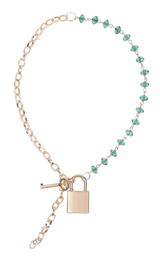 Sportsheets Indica Crystal Day Collar — Green Gems & Gold Chain, Adjustable 9 to 20 in - SS10222