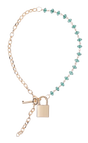 Sportsheets Indica Crystal Day Collar — Green Gems & Gold Chain, Adjustable 9 to 20 in - SS10222