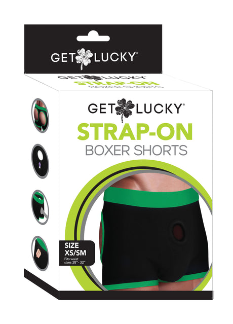 Strap-on Black/green Boxers - Xs/s