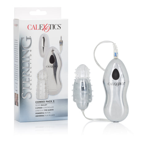 Sterling Collection Silver Bullet With 2-Speed Controller Plus Sleeve by CalExotics