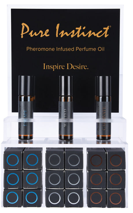 Classic Brands Pure Instinct Pheromone Perfume Oil Display — Acrylic Cube, 22 Pc - PIN4100-99