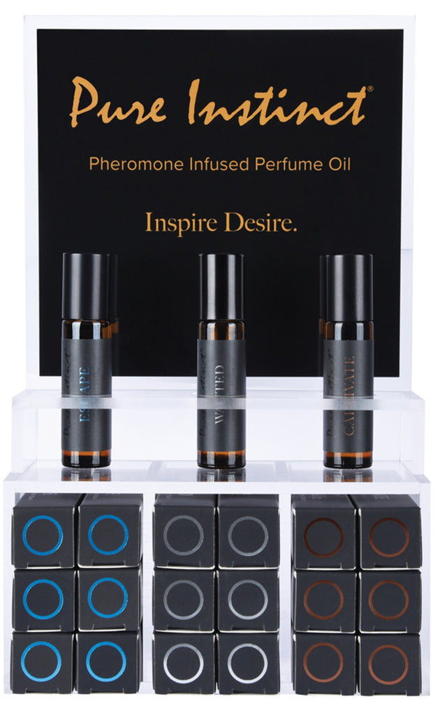 Classic Brands Pure Instinct Pheromone Perfume Oil Display — Acrylic Cube, 22 Pc - PIN4100-99
