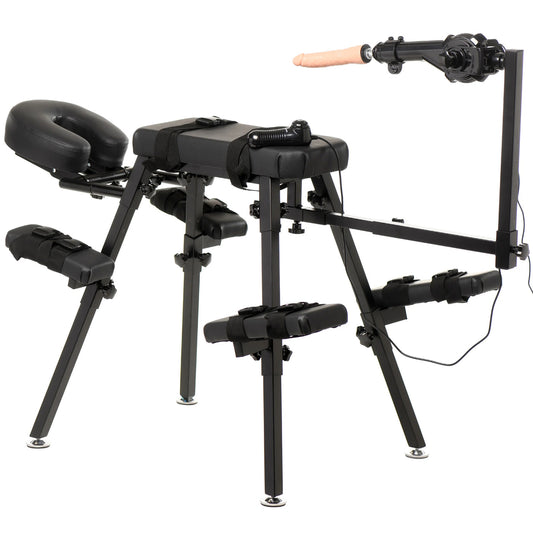 XR Brands Obedience Bench with Detachable Sex Machine — Black - MS-AH298