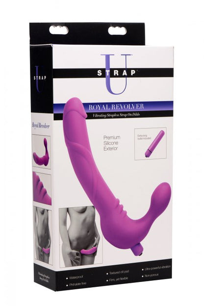 Royal Revolver Vibrating Strapless Strap- on Dildo - Purple by XR Brands