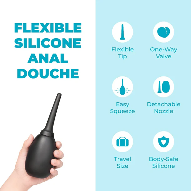 b-Vibe Flexible Silicone Anal Douche, Compact 5 fl. oz - BV7858