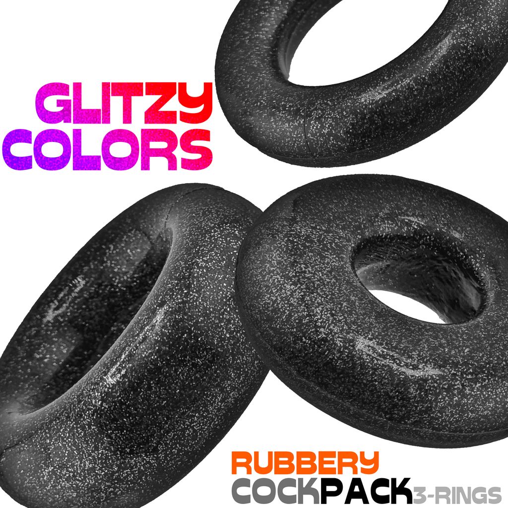 OXBALLS Cockpack 3-Pack Cock Rings — Black Mica - OX-3210-BKM