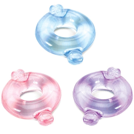 Spartacus Elastomer Double-Wide Cock Ring Set — Blue/Purple/Pink - BSPR-87