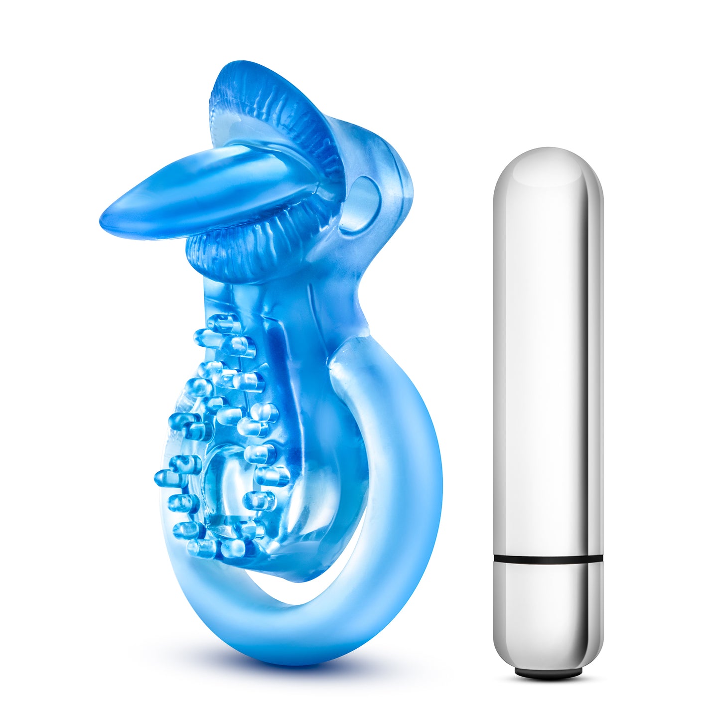 Stay Hard 10 Function Vibrating Tongue Ring - Blue by Blush