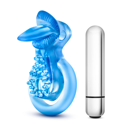 Stay Hard 10 Function Vibrating Tongue Ring - Blue by Blush